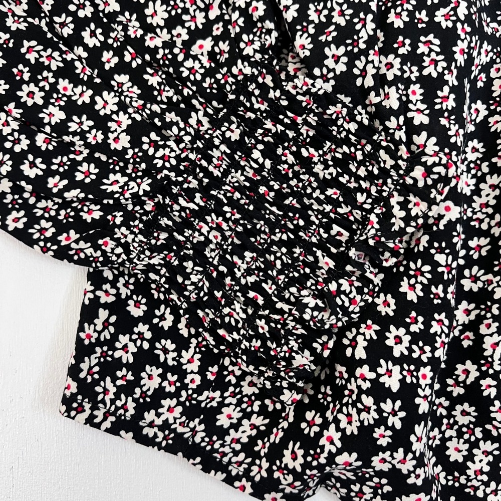 GAP NWT XL Black Floral Mock Neck Tie Blouse Dark Academia Cottagecore - Picture 9 of 12